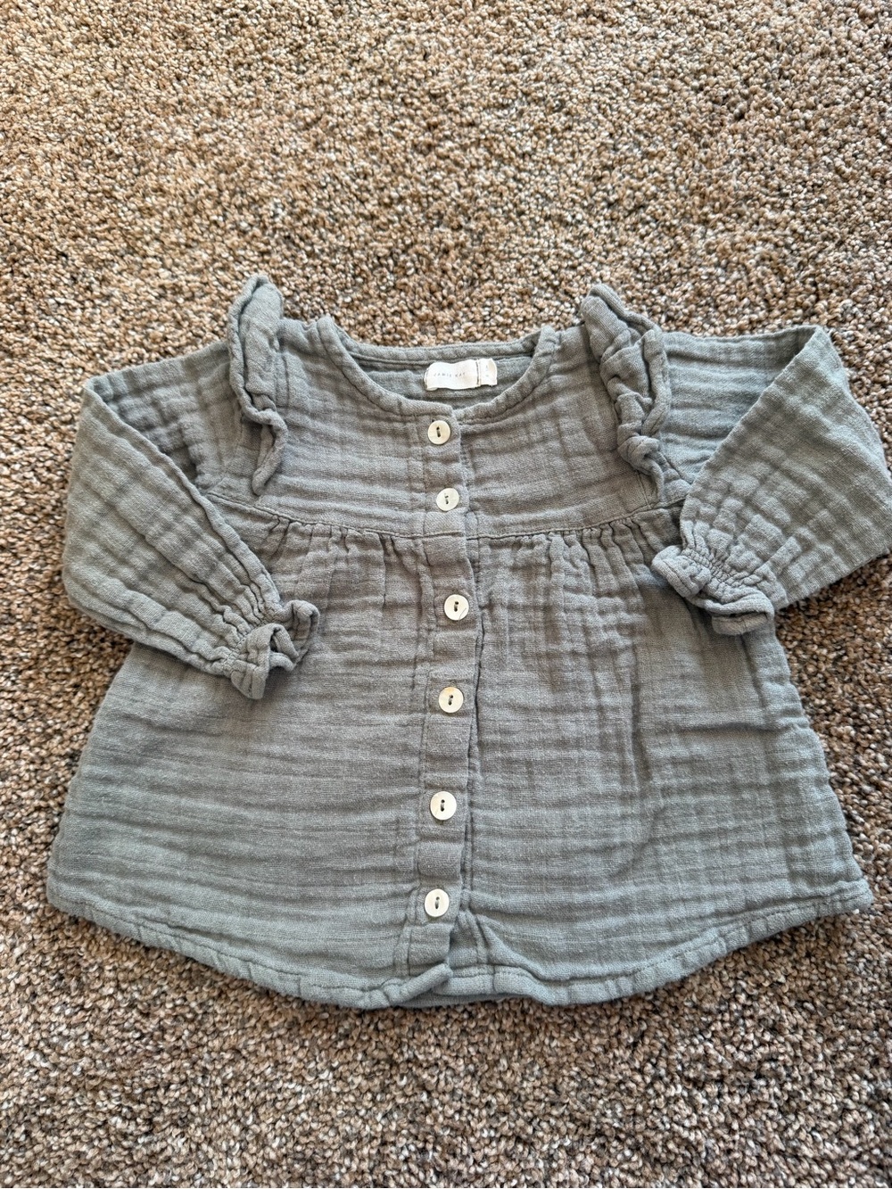 JAMIE KAY Grey Gauze Button Up Long Sleeve Blouse